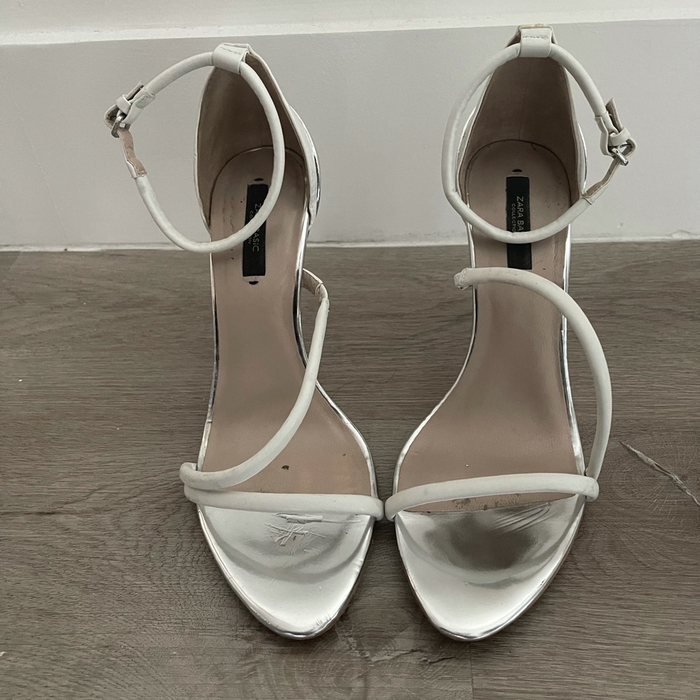 White + Silver Zara Heels